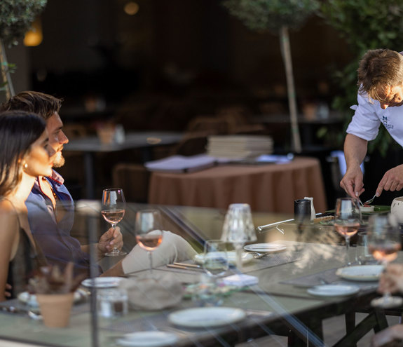 Chef making food in front of the customers