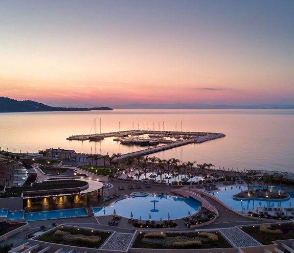 Photograph of the resort and the marina