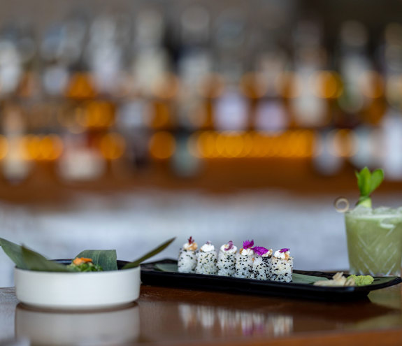 Sushi Bar two dishes and a mojito