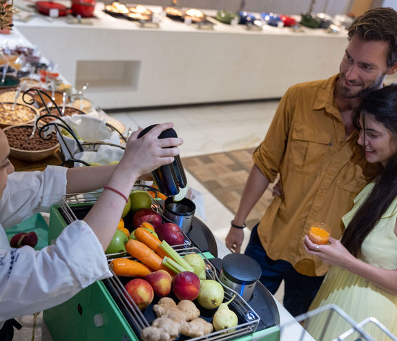 Couple at the juice section