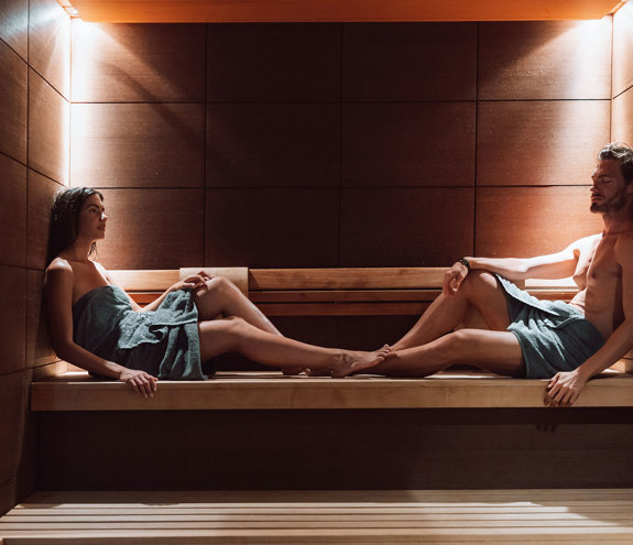 Miraggio visitors at the Myrthia Thermal Spa sauna
