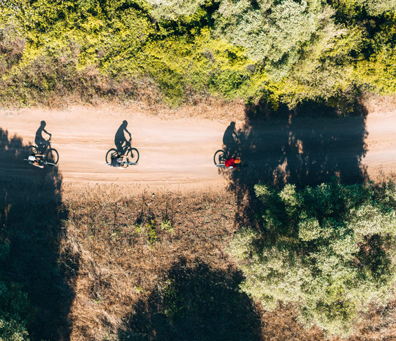 Cycling on a dirt road